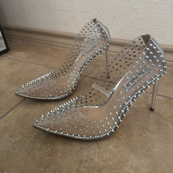 Steve Madden Silver Studded Heels - Picture 5 of 6
